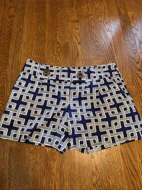 Milly Navy and White Geometric Print Size 6 Shorts